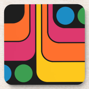 Porta-copo Design Geométrico Estilo Retro Mod Anos 70
