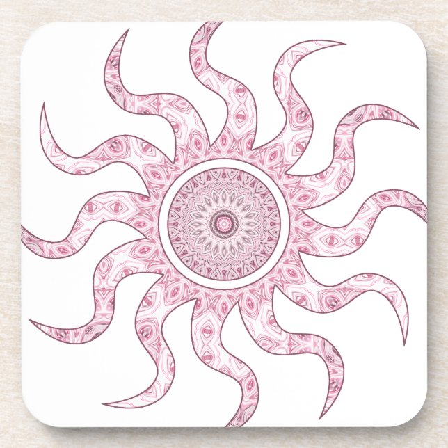 Porta-copo Design Mandala Sol Rosa (Frente)