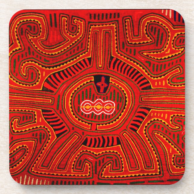 Porta-copo Design Mola feito por índios San Blas (Frente)