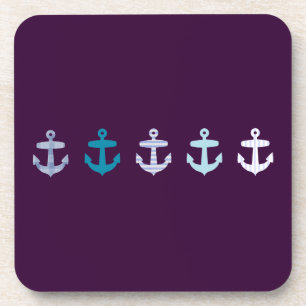 Porta-copo Design náutico da âncora - azul/roxo