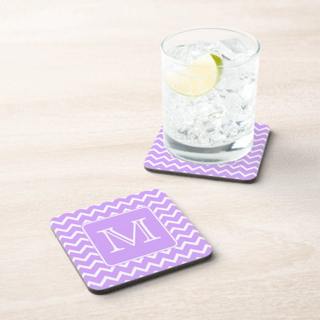 Porta-copo Design roxo e branco de Chevron. Monograma feito (Lado Direito)