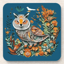 Design único floral de coruja-vintage