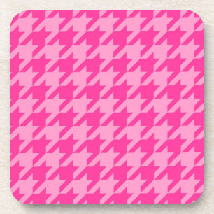 Porta-copo Design Xadrez Houndstooth Rosa Quente