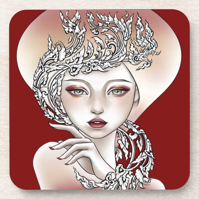 Porta-copo Dessous de verre Déesse du feu rouge (Frente)