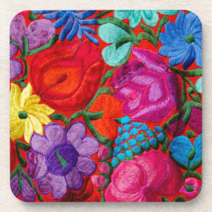 Porta-copo Detalhe de têxtil floral de bordado tradicional