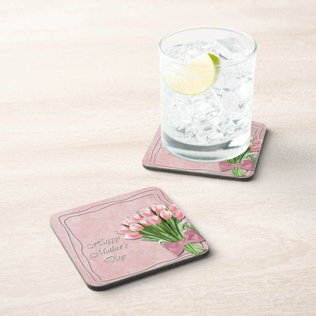 Porta-copo Dia de as mães de Tulipas Rosa (Lado Direito)