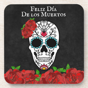 Porta-copo Dia De Los Muertos Red Turquoise Crânio