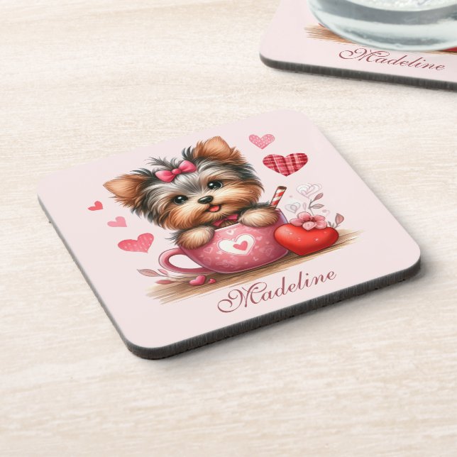 Porta-copo Dia de os namorados Cute Yorkshire Terrier Dog (Left Side)