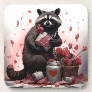 Porta-copo Dia de os namorados de poesia de lixo Raccoon