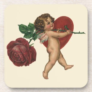 Porta-copo Dia de os namorados Vitoriano Vintage Cherub e Ros