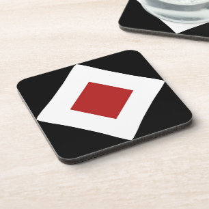 Porta-copo Diamante Vermelho, Borda Branca Negrito em Preto