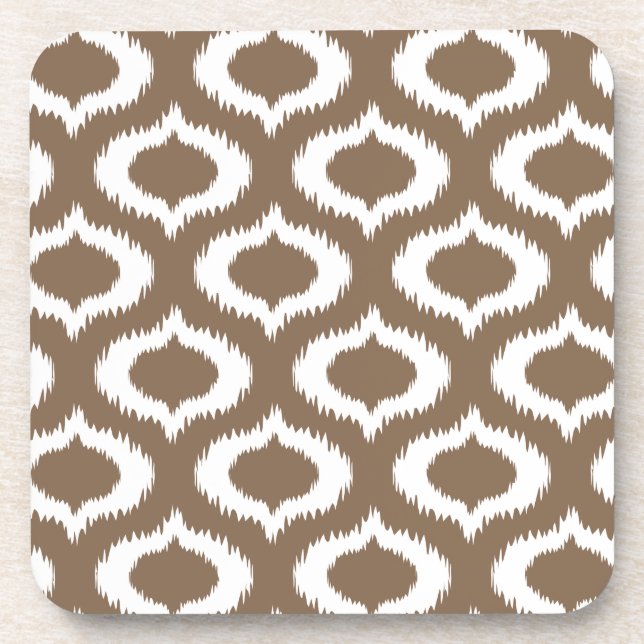 Porta-copo Diamantes modernos de Brown Ikat na moda (Frente)
