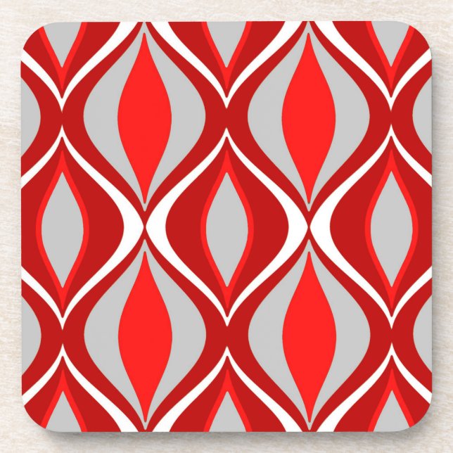 Porta-copo Diamantes modernos, vermelho & cinzas/cinza do (Frente)