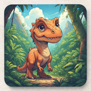 Porta-copo Dinossauro de Desenho Animado Explorando uma Selva