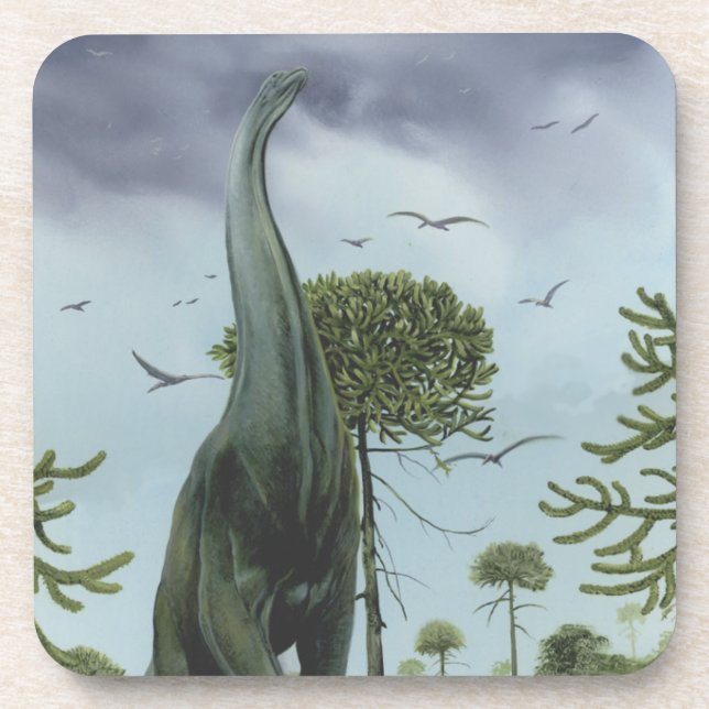 Porta-copo Dinossauros Antigos, Sauroposeidon com Pássaros Vo (Frente)