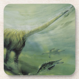 Porta-copo Dinossauros Vintage, Brachiosaurus Nadando no Ocea