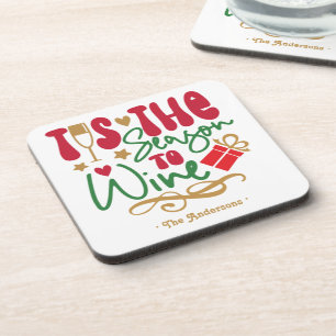 Porta-copo Divertido Retro ’É a Temporada para Vinho Natal