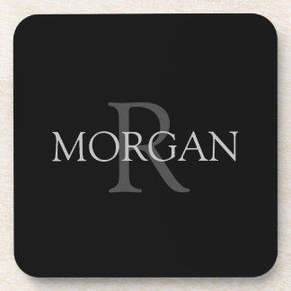 Porta-copo DIY Monograma & Name, Trendy Black com texto de Ci