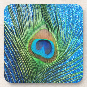 Porta-copo Do pavão da pena vida azul Glittery ainda