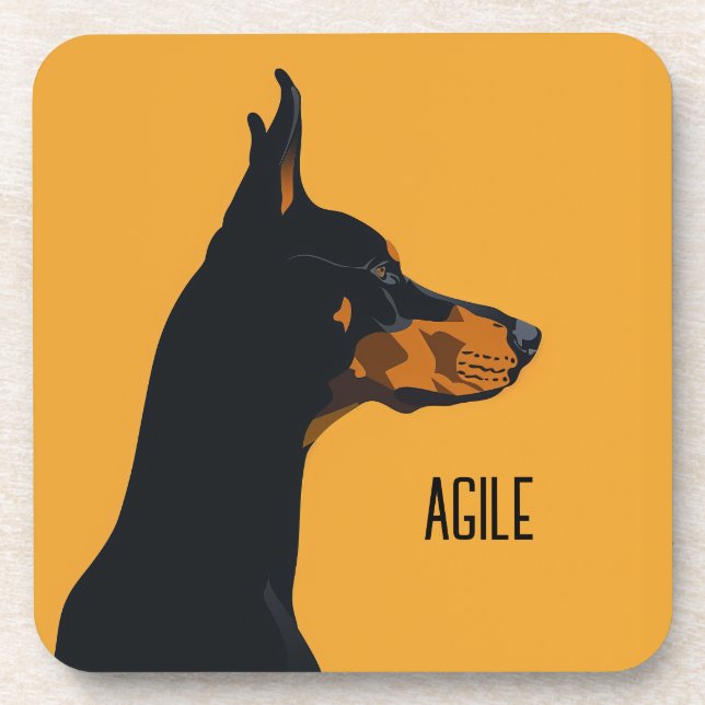 Porta-copo Doberman amarelo (Frente)