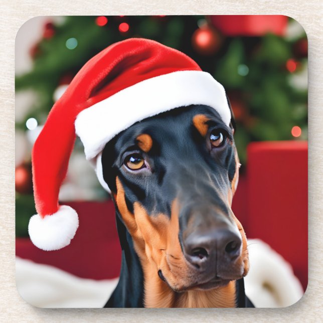 Porta-copo Doberman Christmas (Frente)