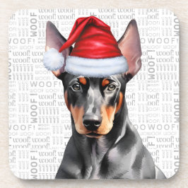 Porta-copo Doberman Pinscher Dog in a Santa Hat Holiday