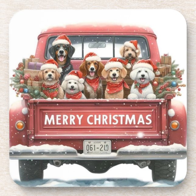 Porta-copo DOGS IN TRUCK Hard plastic coaster (Frente)