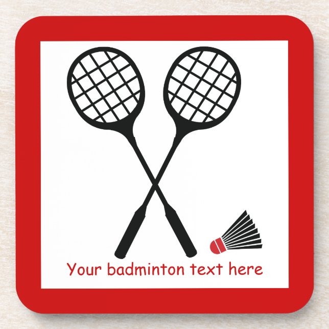 Porta-copo Dons de Badminton, raquete e escuta (Frente)