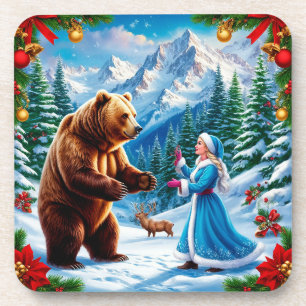 Porta-copo Donzela de Neve Encantando Cena de Inverno