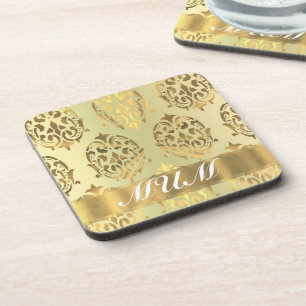 Porta-copo Dourada mãe personalizada damasco