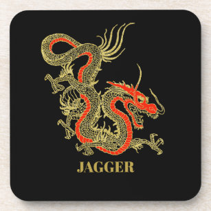 Porta-copo Dourada vermelha fantasia chinesa de dragões