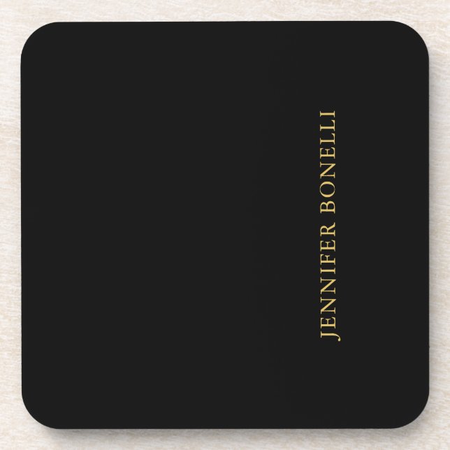 Porta-copo Douradas cores pretas Trendam Modernas Placas (Frente)