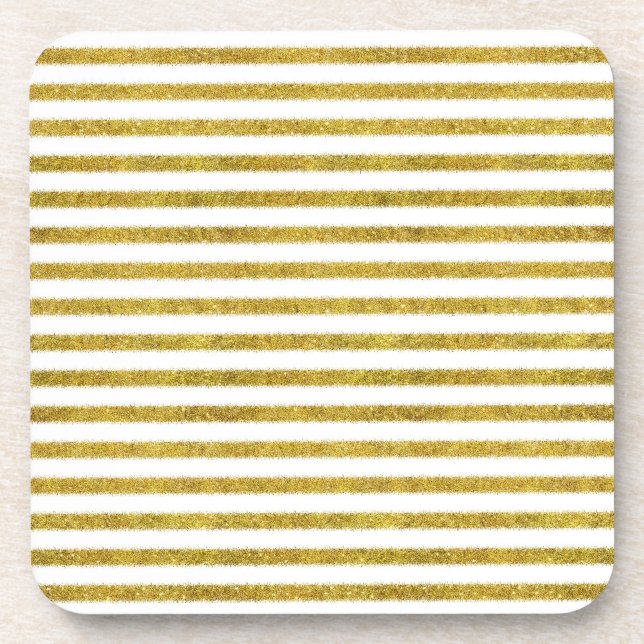 Porta-copo Dourado e White Chic Stripes (Frente)