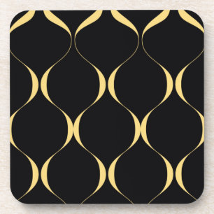 Porta-copo Dourado, simples, moderno, gráfico ondulado luxuo