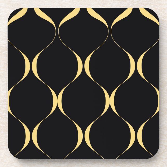 Porta-copo Dourado, simples, moderno, luxuoso gráfico ondulad (Frente)