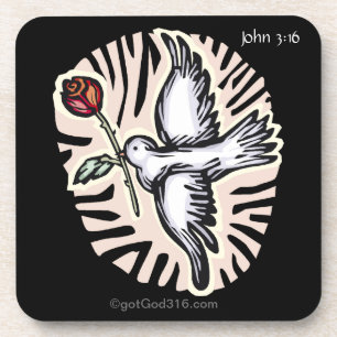 Porta-copo Dove com rosa gotGod316.com