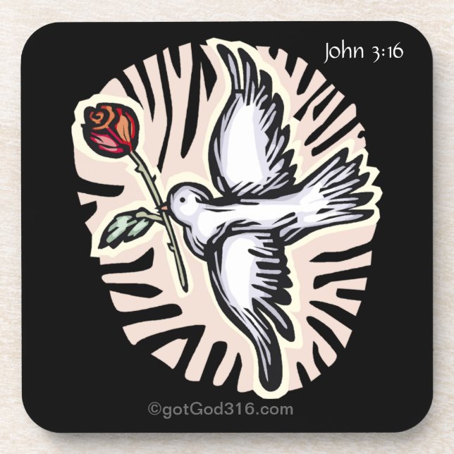 Porta-copo Dove com rosa gotGod316.com (Frente)