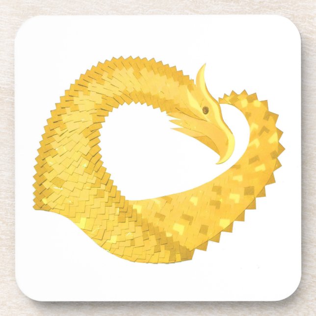 Porta-copo Dragão amarelo no branco (Frente)