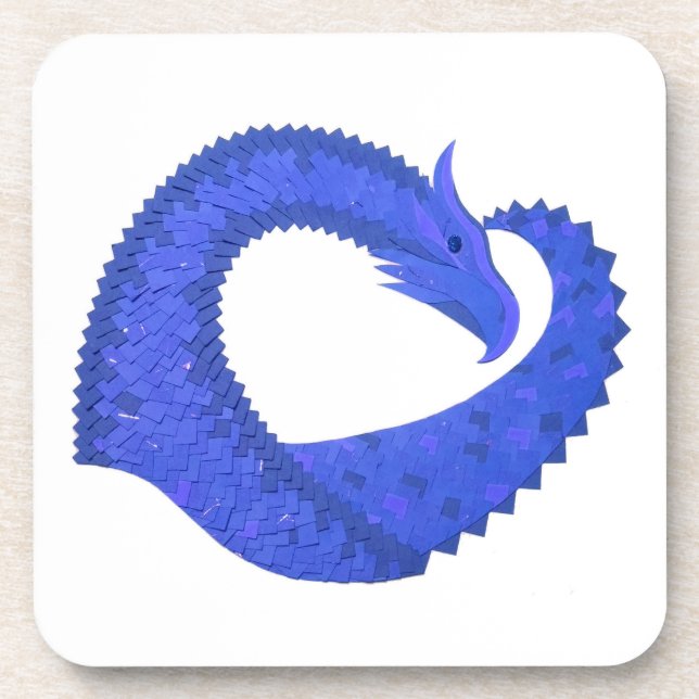 Porta-copo Dragão azul no branco (Frente)
