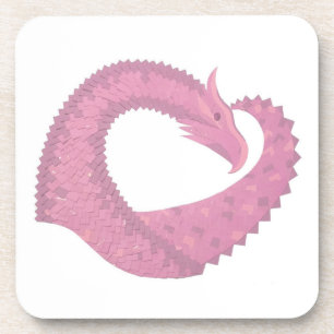 Porta-copo Dragão cor-de-rosa em branco
