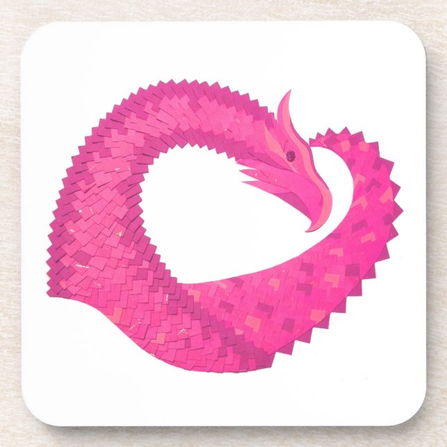 Porta-copo Dragão-coração rosa-quente em branco (Frente)
