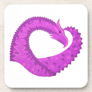 Porta-copo Dragão do coração roxo brilhante em branco