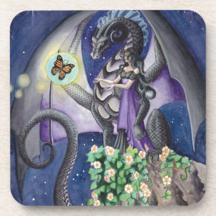 Porta-copo Dragão preto com arte do dragão da borboleta