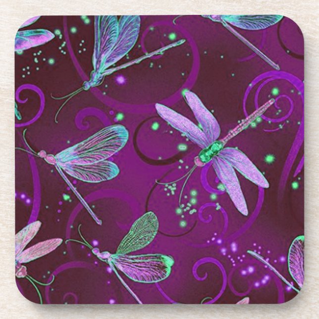 Porta-copo Dragonflies Purple Dreams Conjunto de 6 (Frente)