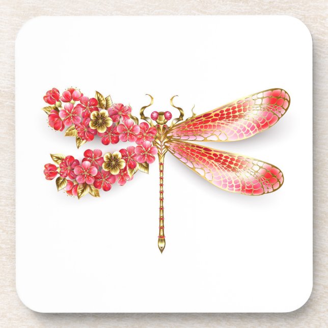 Porta-copo Dragonfly com joalheria sakura (Frente)