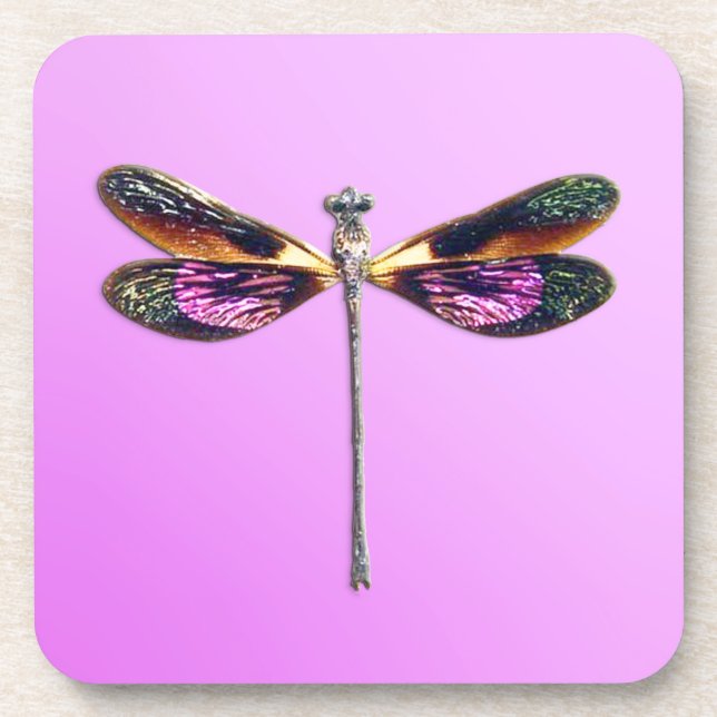 Porta-copo Dragonfly - prata, ouro, roxo e preto (Frente)