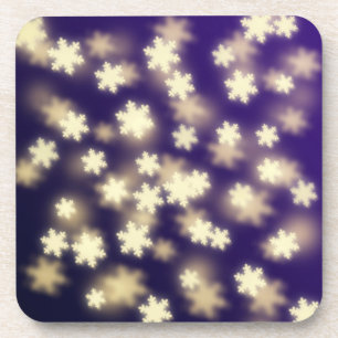 Porta-copo Dreamy Blue Snowflake Bokeh Lights