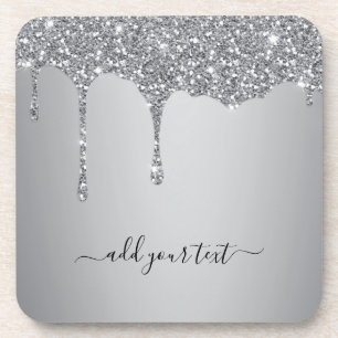 Porta-copo Drives Sparkle de Silver de Texto Personalizado