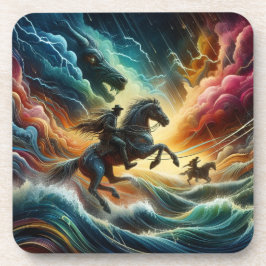 Porta-copo Duo Dinâmico: Aventura Stormy Horseback