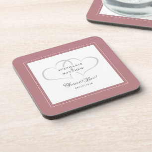 Porta-copo Dusty Rosa Elegant Wedding Hearding Forever Love